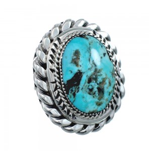 Native American Turquoise Sterling Silver Navajo Ring Size 6 AX128584