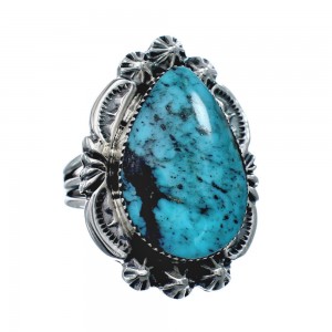 Native American Turquoise Sterling Silver Navajo Ring Size 6 AX128696