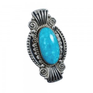 Native American Sterling Silver Turquoise Ring Size 7-3/4 AX128633