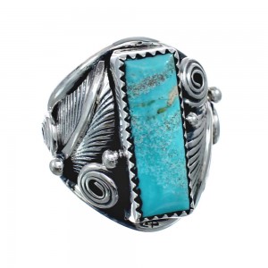 Sterling Silver Turquoise Native American Feather Ring Size 8-1/2 AX128702