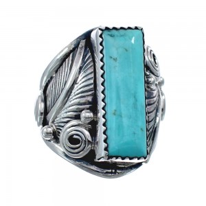 Sterling Silver Turquoise Native American Feather Ring Size 6 AX128707