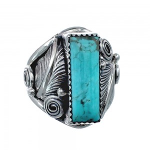 Sterling Silver Turquoise Native American Feather Ring Size 9 AX128708