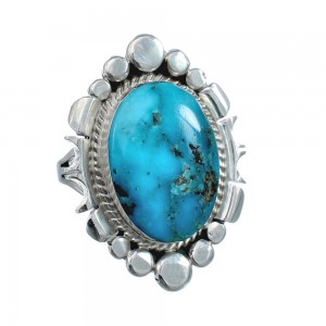 Native American Sterling Silver Turquoise Hand Crafted Ring Size 6-1/4 AX128560