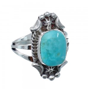 Native American Turquoise Sterling Silver Navajo Ring Size 6-1/4 AX128521