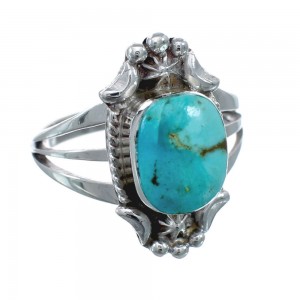 Native American Turquoise Sterling Silver Navajo Ring Size 9 AX128524