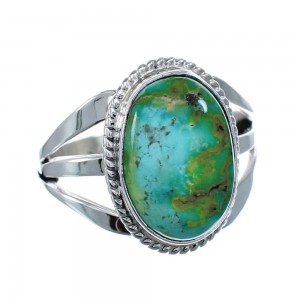 Native American Turquoise Sterling Silver Navajo Ring Size 8-1/4 AX128658