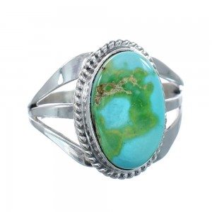 Native American Turquoise Sterling Silver Navajo Ring Size 7-1/2 AX128661
