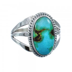 Native American Turquoise Sterling Silver Navajo Ring Size 8-1/2 AX128666
