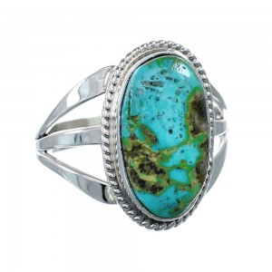 Native American Turquoise Sterling Silver Navajo Ring Size 7-3/4 AX128668