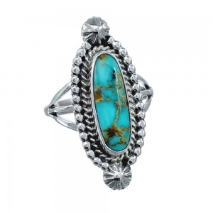 Turquoise Navajo Authentic Sterling Silver Ring Size 8-3/4 AX128495