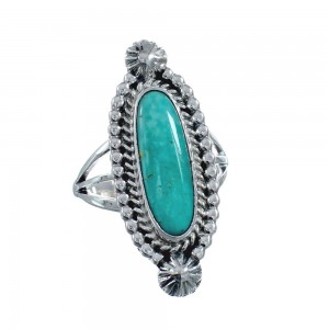 Turquoise Navajo Authentic Sterling Silver Ring Size 6-3/4 AX128497