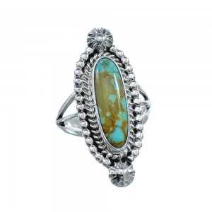 Turquoise Navajo Authentic Sterling Silver Ring Size 6-3/4 AX128501