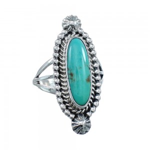 Turquoise Navajo Authentic Sterling Silver Ring Size 6-3/4 AX128505