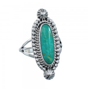 Turquoise Navajo Authentic Sterling Silver Ring Size 7-3/4 AX128506