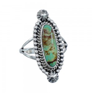 Turquoise Navajo Authentic Sterling Silver Ring Size 8-3/4 AX128507