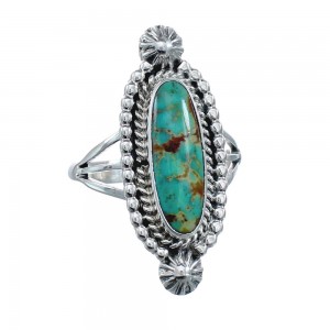 Turquoise Navajo Authentic Sterling Silver Ring Size 8-3/4 AX128508