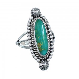 Turquoise Navajo Authentic Sterling Silver Ring Size 7-3/4 AX128510