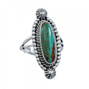 Turquoise Navajo Authentic Sterling Silver Ring Size 7-3/4 AX128513