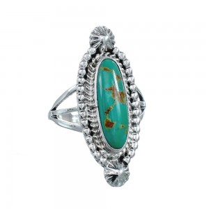 Turquoise Navajo Authentic Sterling Silver Ring Size 7-3/4 AX128514