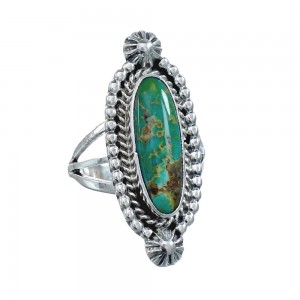 Turquoise Navajo Authentic Sterling Silver Ring Size 6 AX128518