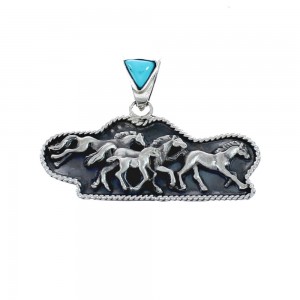 Navajo Turquoise Genuine Sterling Silver Horse Pendant AX128858