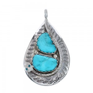 Sterling Silver Turquoise Zuni Snake Effie Calavaza Pendant AX128756