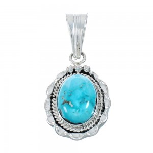 Turquoise Authentic Sterling Silver Navajo Pendant AX128866