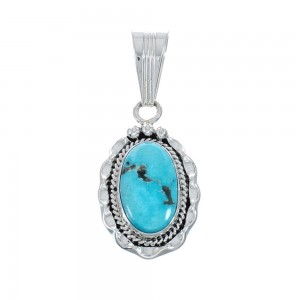 Turquoise Authentic Sterling Silver Navajo Pendant AX128867