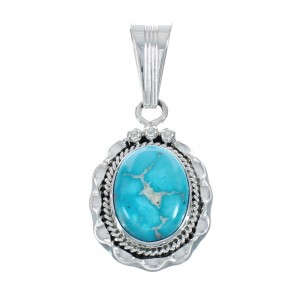 Turquoise Authentic Sterling Silver Navajo Pendant AX128868