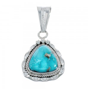 Turquoise Authentic Sterling Silver Navajo Pendant AX128869