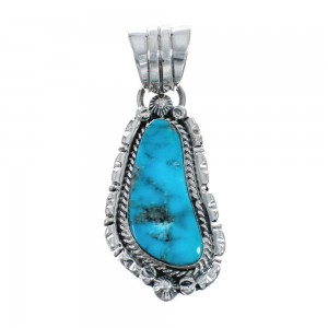 Turquoise Authentic Sterling Silver Navajo Pendant AX128770