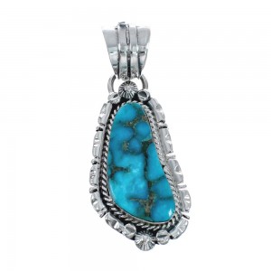 Turquoise Authentic Sterling Silver Navajo Pendant AX128777