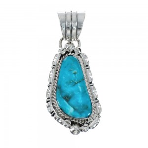 Turquoise Authentic Sterling Silver Navajo Pendant AX128778