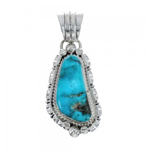 Turquoise Authentic Sterling Silver Navajo Pendant AX128779