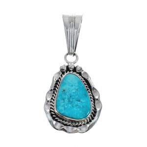 Turquoise Authentic Sterling Silver Navajo Pendant AX128893