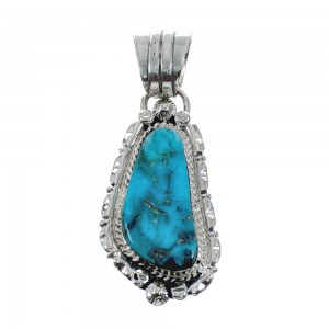 Turquoise Authentic Sterling Silver Navajo Pendant AX128894