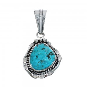 Turquoise Authentic Sterling Silver Navajo Pendant AX128895