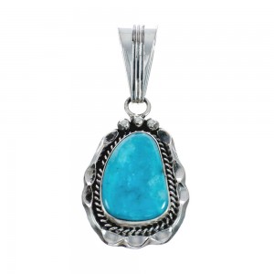 Turquoise Authentic Sterling Silver Navajo Pendant AX128897
