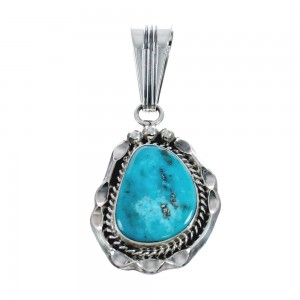 Turquoise Authentic Sterling Silver Navajo Pendant AX128899