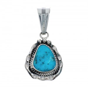 Turquoise Authentic Sterling Silver Navajo Pendant AX128901