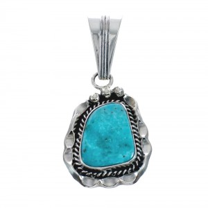Turquoise Authentic Sterling Silver Navajo Pendant AX128904