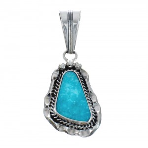 Turquoise Authentic Sterling Silver Navajo Pendant AX128906