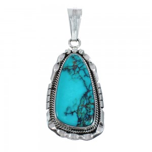 Genuine Sterling Silver Turquoise Navajo Pendant AX128849
