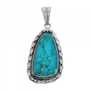 Genuine Sterling Silver Turquoise Navajo Pendant AX128851