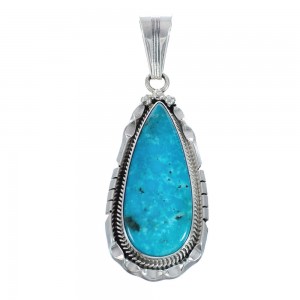 Native American Turquoise Tear Drop Genuine Sterling Silver Pendant AX128878