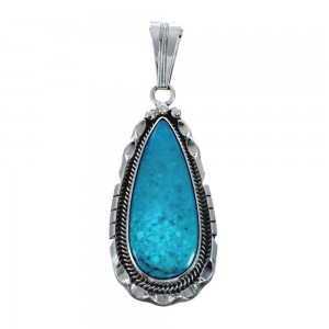 Native American Turquoise Tear Drop Genuine Sterling Silver Pendant AX128882