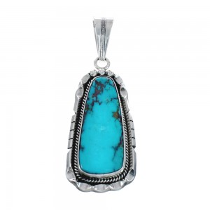 Native American Turquoise Tear Drop Genuine Sterling Silver Pendant AX128886