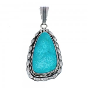 Native American Turquoise Tear Drop Genuine Sterling Silver Pendant AX128887