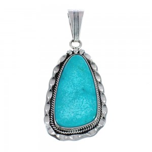 Native American Turquoise Tear Drop Genuine Sterling Silver Pendant AX128888