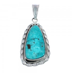 Native American Turquoise Tear Drop Genuine Sterling Silver Pendant AX128892